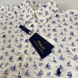 Polo Ralph Lauren Nautical Print Stretch Poplin Oxford Shirt Big & Tall LT NEW